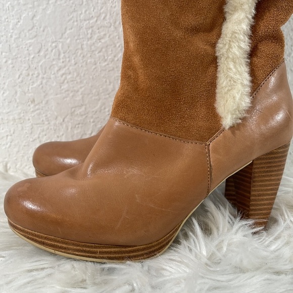 Very Volatile Andee Leather Upper Faux Fleece Lining Trim Beige Boots Size 7 - Picture 8 of 16